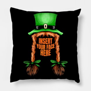 Green Hat, Red Braids, Insert Your Face Here St Patricks Day Pillow