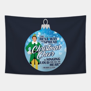 Elf Christmas Cheer Blue Ornament Tapestry