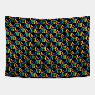 Rainbow Japanese Seigaiha Wave Pattern Tapestry