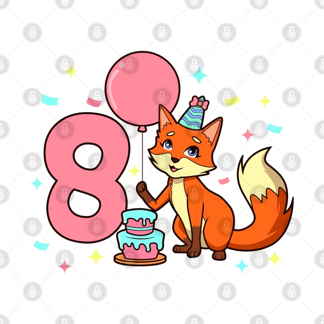 I am 8 with fox - girl birthday 8 years old by Modern Medieval Design