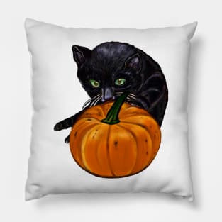 Pumpkin and black cat in Autmn Pillow