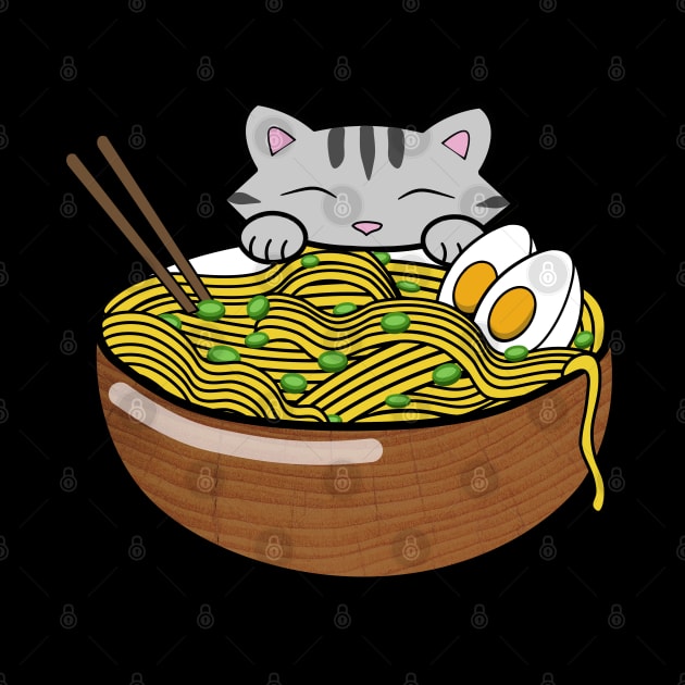 Cute Cat Eating Ramen by Purrfect