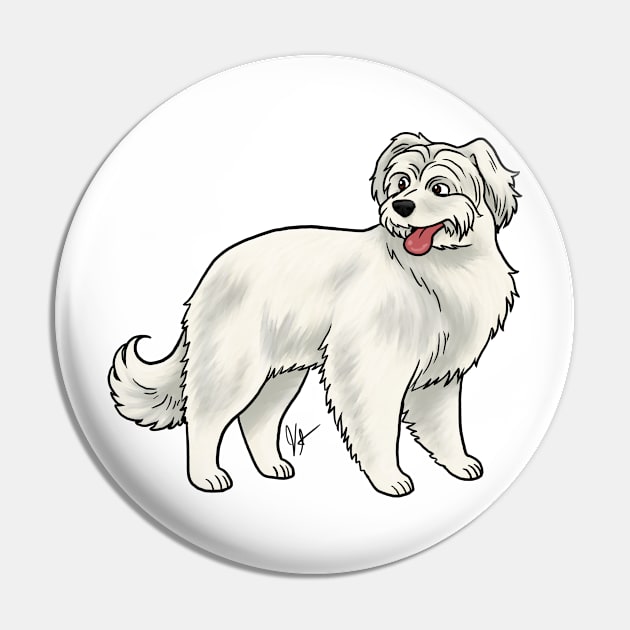 Dog - Pyrenean Shepherd - White Pin by Jen's Dogs Custom Gifts and Designs