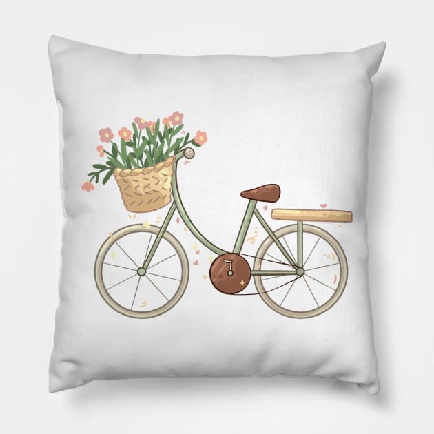 Bike & Flowers Pillow by Four Seasons Fox