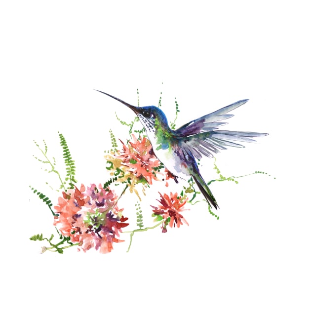 Hummingbird and Flowers by surenart