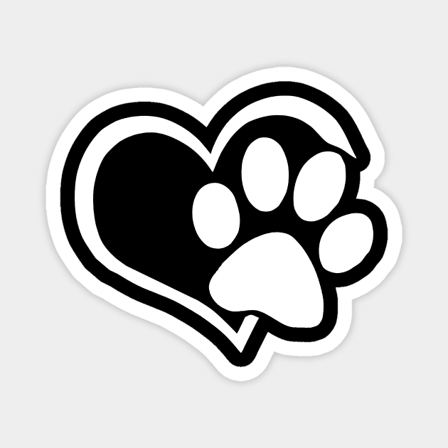 Dog Puppy Shirt - I Love Dogs Paw Print Heart Cute Women Men Magnet by TeeAaron