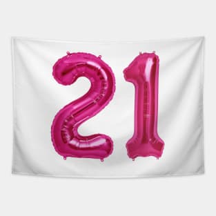 Hot Pink 21st Birthday Metallic Helium Balloons Numbers Tapestry