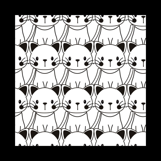 Black And White Cute Cats Pattern Seamless by MichelMM