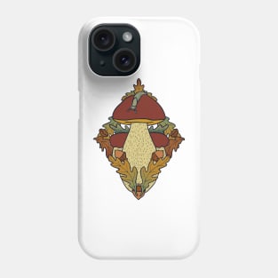 Porcini with acorns and oak leaves Phone Case