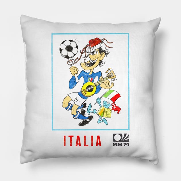 Italia 74 / Vintage Faded-Style Football Design Pillow by DankFutura