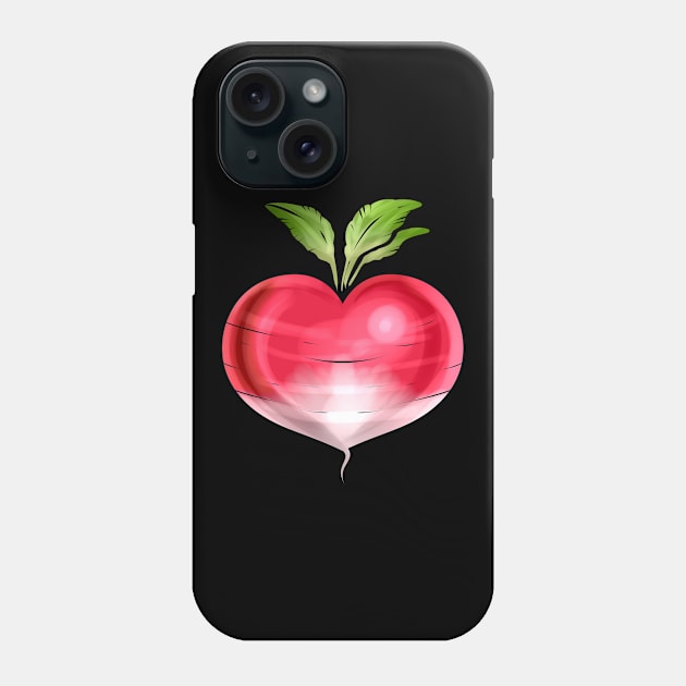 Radish In Heart Shape - Vegetarian - Go Vegan Phone Case by SinBle