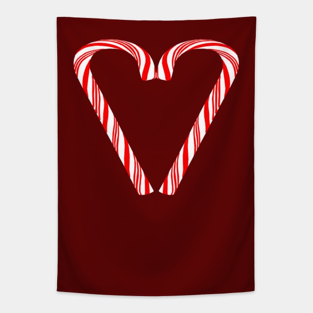 Peppermint Christmas Candy Cane Heart Tapestry by Art by Deborah Camp