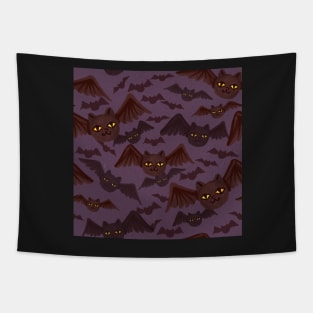 spooky halloween pattern with lots of cat-bats Tapestry