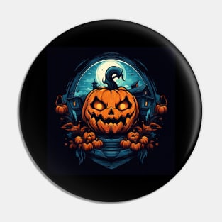 scary smiling pumpkin, halloween design Pin