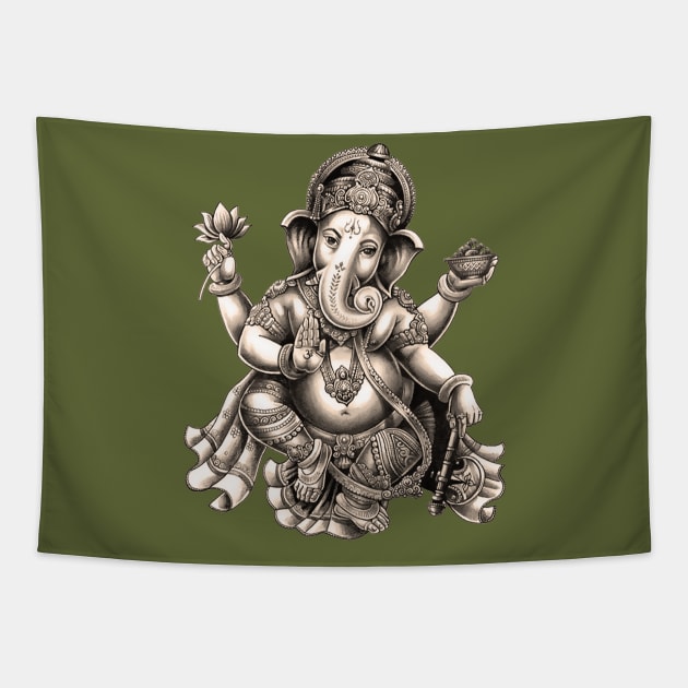 Ganesha Bali Souvenir Hindu Elephant God Yoga Ubud Tapestry by Closeddoor