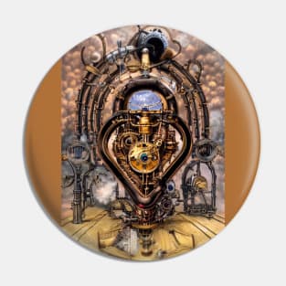 Steampunk mechanical heart Pin