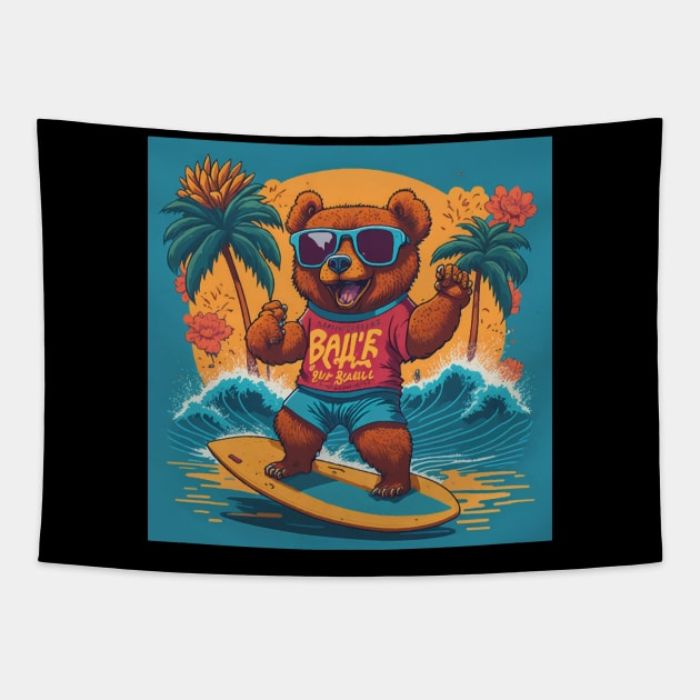 Funny Baby Bear  Summer Tapestry by SARKAR3.0