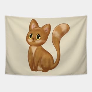 The Happy Adorable Cat Illustration Tapestry