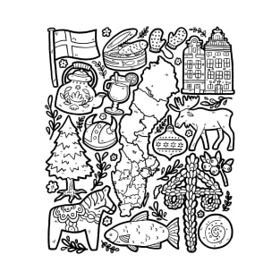 Sweden Doodles Stockholm Malmö Köttbullar Hygge T-Shirt