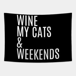 Wine Cats & Weekends Tapestry
