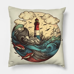 Lighthouse Colorful Art Creation V5 Pillow