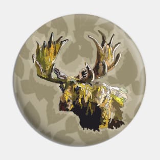 Funky Moose with Leaves Pin