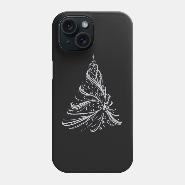 Elegant White Swirl Christmas Tree Phone Case by Atteestude