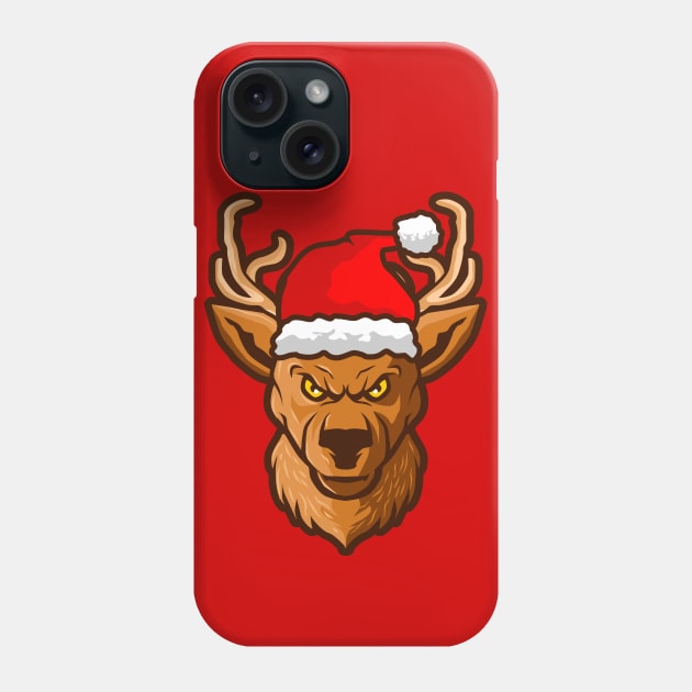 Funny Deer Head with Santa Cap Phone Case by SLAG_Creative