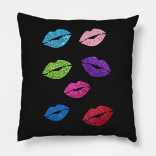 Bold Colors Faux Glitter Lips Pack Pillow