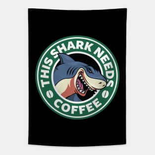 Shark Needs Coffee Tapestry