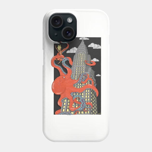 Octopus attacks New York City! Phone Case by LeahHa