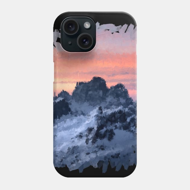 Golden hour Iceland mountains oil painting Phone Case by DigitPaint