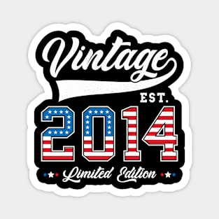 9th Birthday Patriotic Vintage 2014 USA Flag 4th of July Magnet