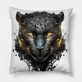 Panther Portrait Animal Painting Wildlife Outdoors Adventure Pillow