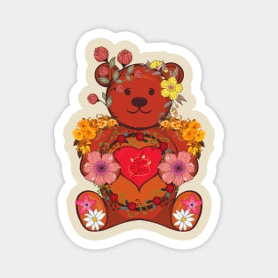 A Bear And The Vintage Flowers suitable for tshirt sweatshirt sweaters and hoodies for man women and kids Magnet