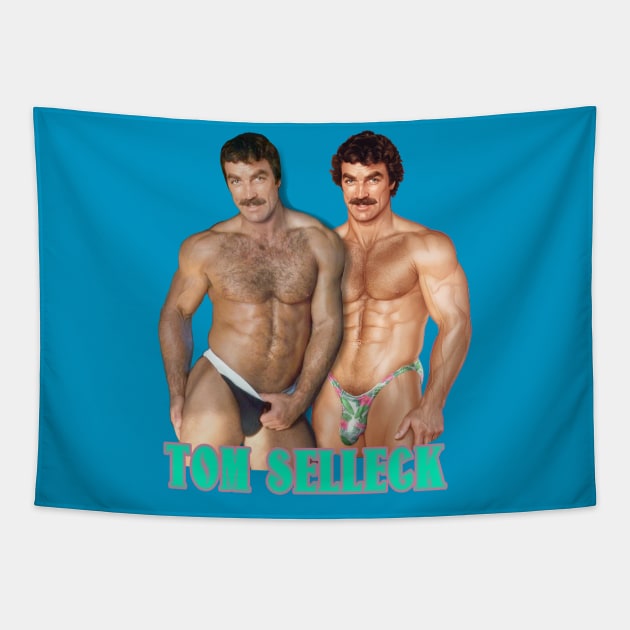 Tom Selleck 80s Hot Sexy Tapestry by huskaria