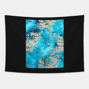 Turquoise and beige fluid Painting Pattern Tapestry