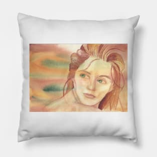 Desert, watercolor painting Pillow