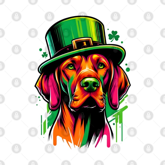 Vizsla in Leprechaun Hat Celebrates St Patrick's Day by ArtRUs