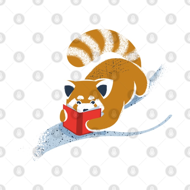 Cute red panda reading // spot illustration by SelmaCardoso