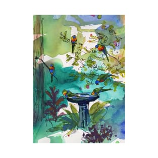 Rainbow Lorikeets at the birdbath T-Shirt