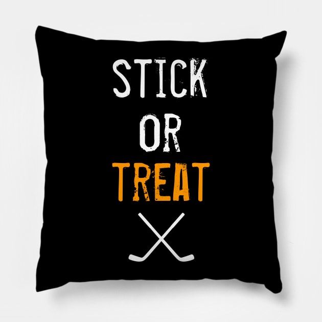 Stick Or Treat - Halloween Hockey Pillow by PodDesignShop