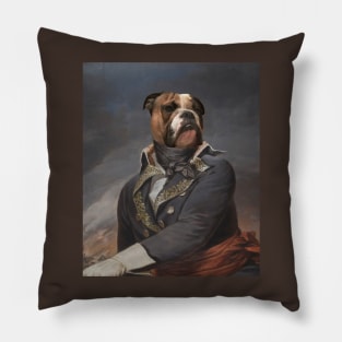 Oil Painting Soldier Dog Portrait Pillow