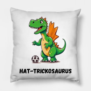 Hat-trickosaurus Dino Playing Soccer Pillow