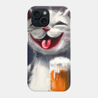 Happy Cat with Beer Phone Case