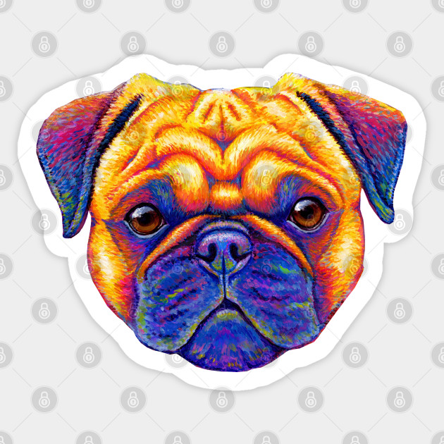 Colorful Rainbow Pug Dog Pug Sticker Teepublic