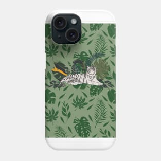 White tiger in jungle Phone Case