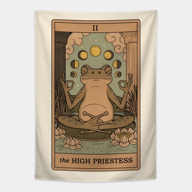 The High Priestess - Frogs Tarot Tapestry by thiagocorrea