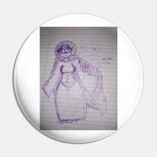 Mystic Anime Girl Sketch – Hand-Drawn Character Pin