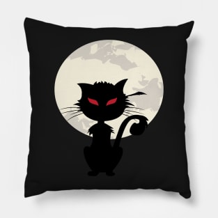 Full Moon And Black Cat Halloween Pillow